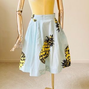 MSGM Blue Pineapple Print Skirt SZ 2/38